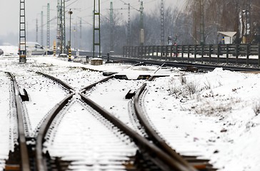 Image showing Railroad tracks in the snow