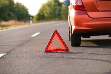 Image showing Red triangle of a car