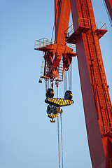 Image showing Industrial cargo cranes in the dock