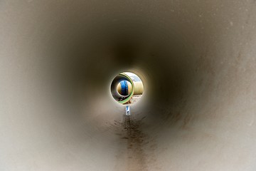 Image showing Long industrial pipe angle shot