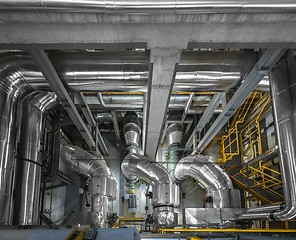 Image showing Industrial pipes in a thermal power plant