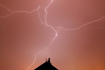 Image showing Lightning strikes down