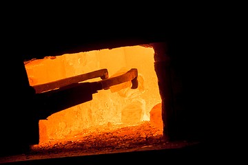Image showing Hot iron in smeltery