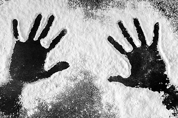 Image showing Hand prints in flour