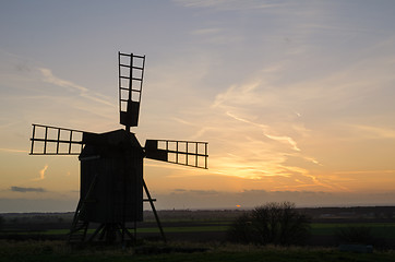 Image showing Old windmill at twilight