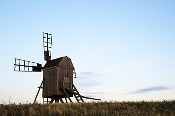 Image showing Old wooden windmill