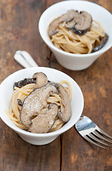 Image showing Italian spaghetti pasta and mushrooms