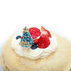 Image showing christmas tree on crepe pancake cake 