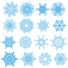 Image showing Blue snowflakes isolated set on white. EPS 10