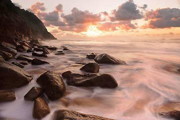 Image showing Rocky ocean flows Zenith Beach Seascape