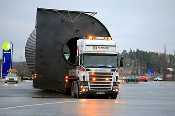 Image showing Scania V8 Truck Hauls a Wide Load