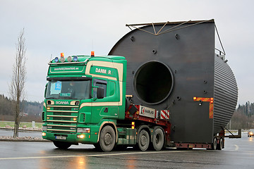 Image showing Scania 124L Truck Hauls a Wide Load