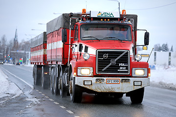 Image showing Volvo N12 Full Trailer Truck year 1990 on the Road