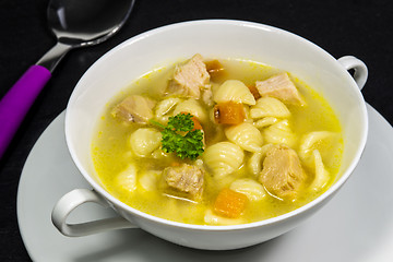 Image showing Chicken soup with noodles