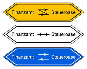 Image showing Direction sign finance office and tax exile