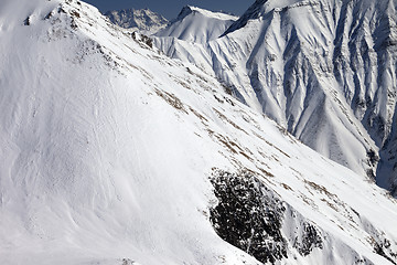 Image showing Snowy rocks with avalanches