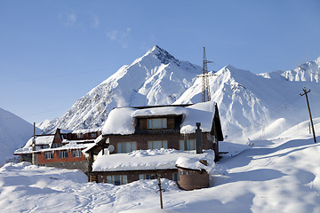 Image showing Hotels in winter snowy mountains