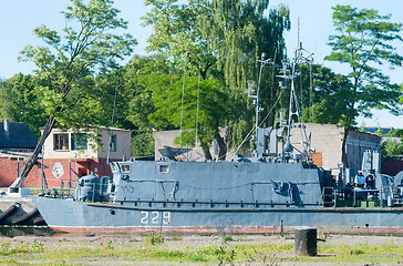 Image showing Mine trawler on parking