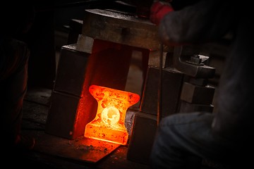 Image showing Hot iron in smeltery