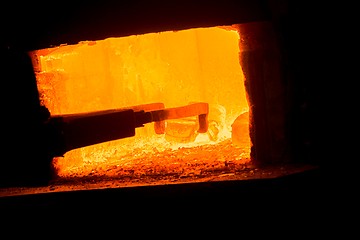 Image showing Hot iron in smeltery