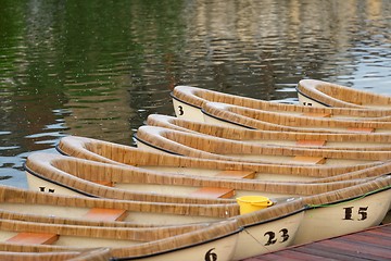 Image showing Wooden canoes 