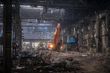 Image showing Industrial interior with bulldozer inside