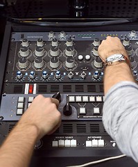 Image showing Closeup photo of an audio mixer