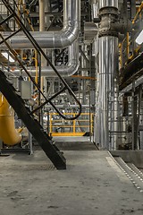 Image showing Industrial pipes in a thermal power plant