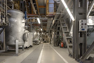 Image showing Industrial pipes in a thermal power plant