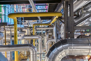 Image showing Industrial pipes in a thermal power plant