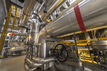 Image showing Industrial pipes in a thermal power plant