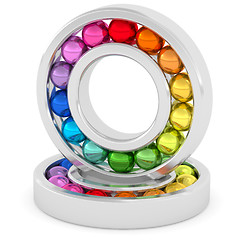 Image showing Bearings with colorful balls on white background