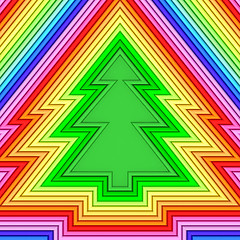 Image showing Christmas tree shape composed of colorful metallic pipes