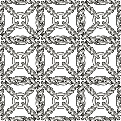 Image showing Seamless pattern of silver wire mesh or fence on white