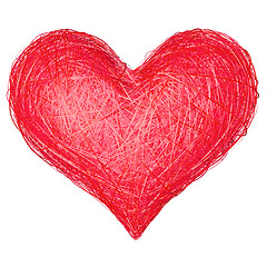 Image showing Heart shape composed of red ribbons isolated on white