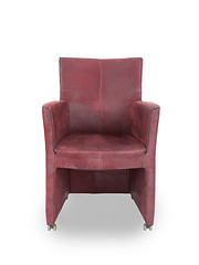 Image showing Red leather dining room chair 