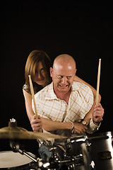 Image showing bugging drummer