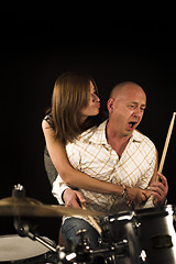 Image showing bugging drummer