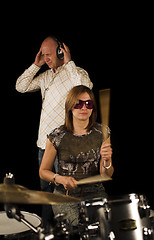 Image showing woman drummer playing