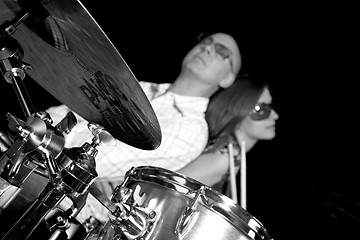 Image showing posing on drums