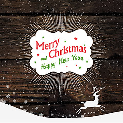 Image showing Christmas Card with Falling Snow and Deer Silhouette