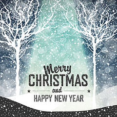 Image showing Falling Snow. Merry Christmas Background with Text