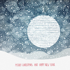 Image showing Christmas Background with Christmas Ball Symbol and Falling Snow