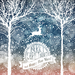 Image showing Falling Snow. Merry Christmas Background with Text