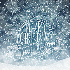 Image showing Falling Snow. Merry Christmas Background