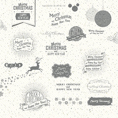 Image showing Merry Christmas And Happy New Year Elements. Typographic, Hand-D