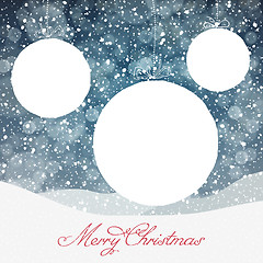 Image showing Christmas Ball Symbol and Falling Snow and Isolated Areas for Te