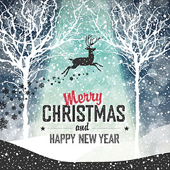 Image showing Falling Snow. Merry Christmas Background with Text