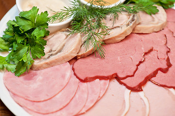 Image showing meat, ham and sauce