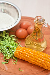 Image showing Ingredients for corn pancakes